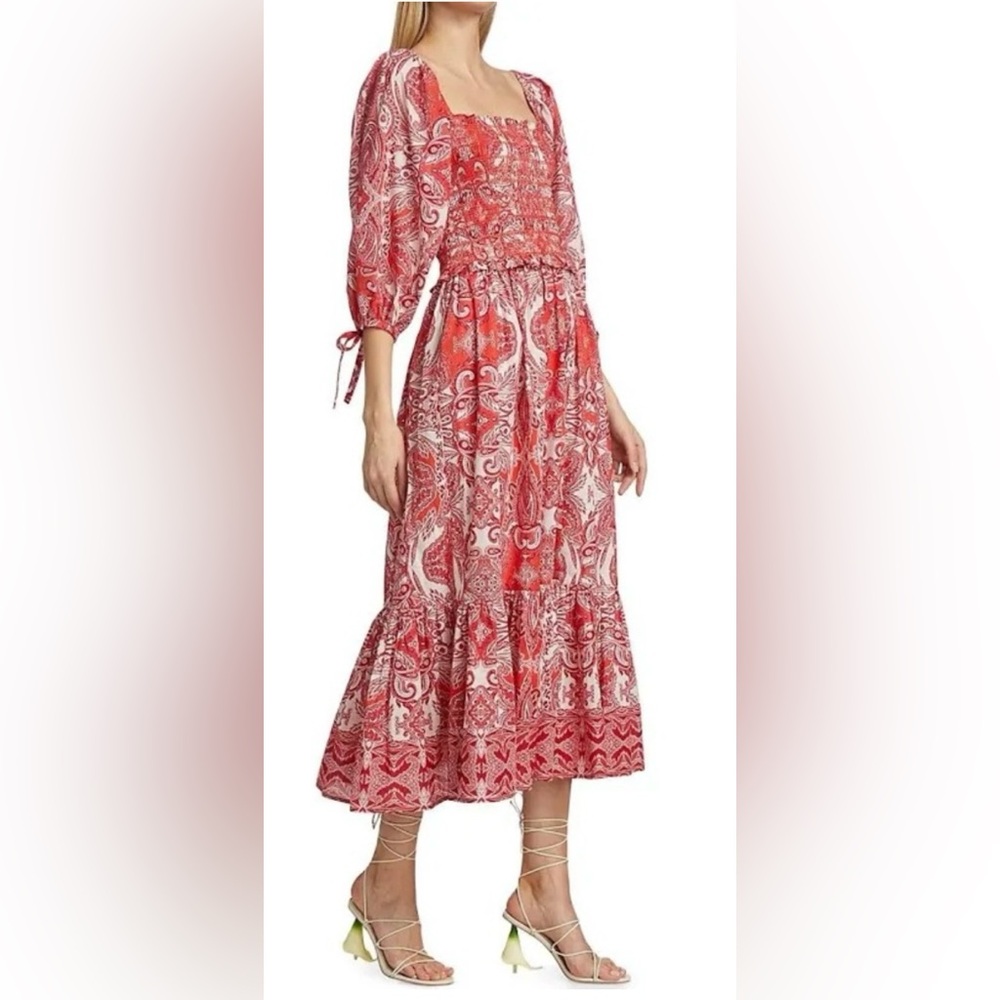 Cara Cara Red and White Bishop Sleeve Sundress